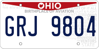 OH license plate GRJ9804
