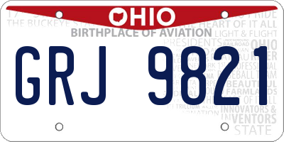 OH license plate GRJ9821