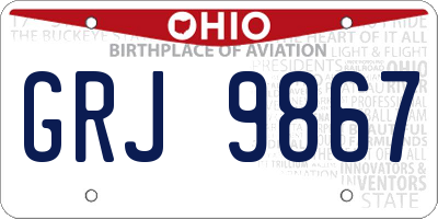 OH license plate GRJ9867