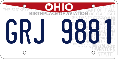 OH license plate GRJ9881