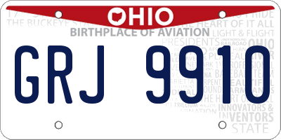OH license plate GRJ9910