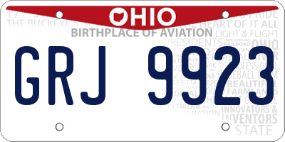 OH license plate GRJ9923