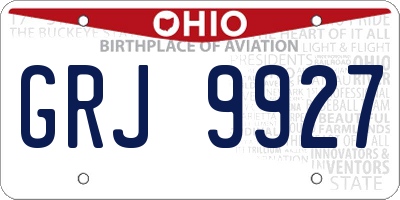 OH license plate GRJ9927