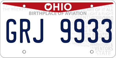 OH license plate GRJ9933
