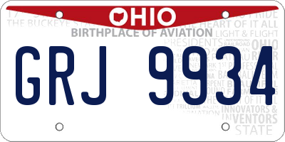 OH license plate GRJ9934