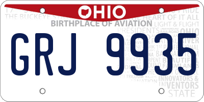 OH license plate GRJ9935