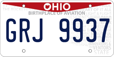 OH license plate GRJ9937