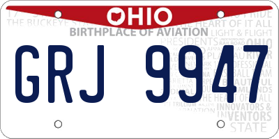 OH license plate GRJ9947