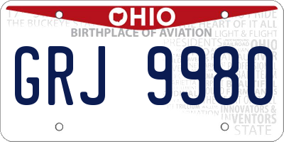 OH license plate GRJ9980