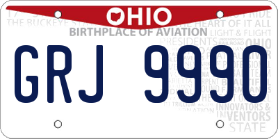 OH license plate GRJ9990