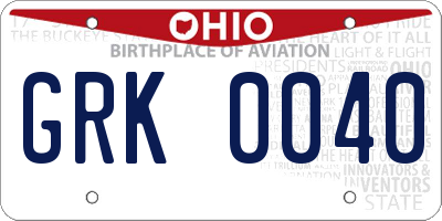 OH license plate GRK0040