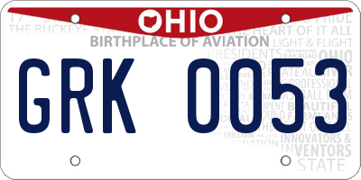 OH license plate GRK0053