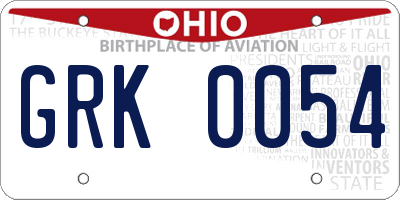 OH license plate GRK0054