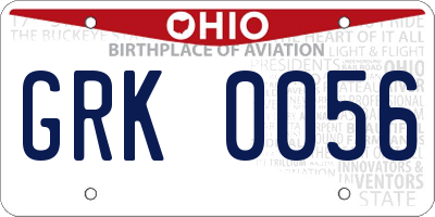 OH license plate GRK0056