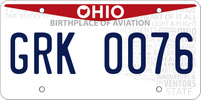 OH license plate GRK0076