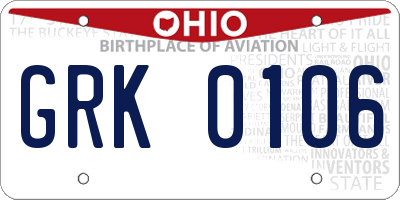 OH license plate GRK0106