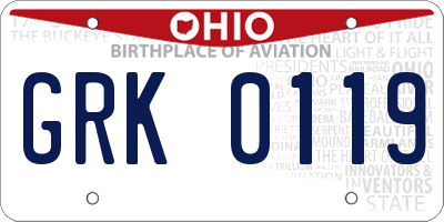 OH license plate GRK0119