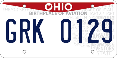 OH license plate GRK0129