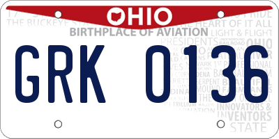 OH license plate GRK0136