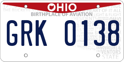 OH license plate GRK0138