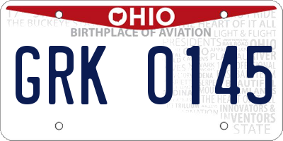 OH license plate GRK0145