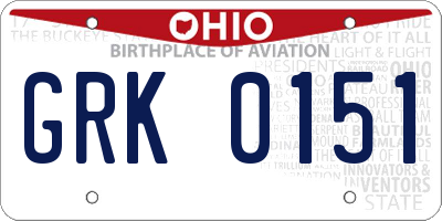 OH license plate GRK0151