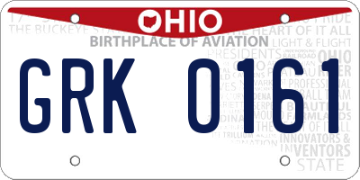 OH license plate GRK0161