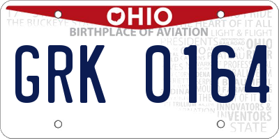 OH license plate GRK0164