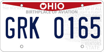 OH license plate GRK0165