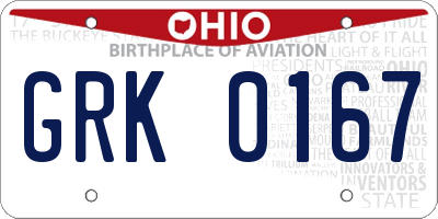 OH license plate GRK0167