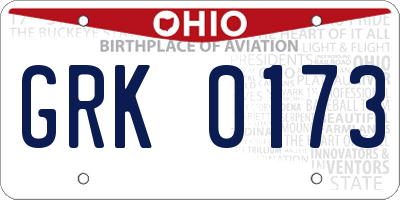 OH license plate GRK0173