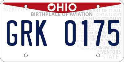 OH license plate GRK0175