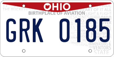 OH license plate GRK0185