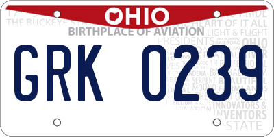 OH license plate GRK0239