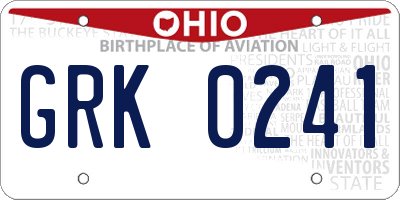 OH license plate GRK0241