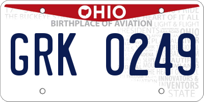 OH license plate GRK0249