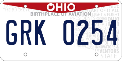 OH license plate GRK0254