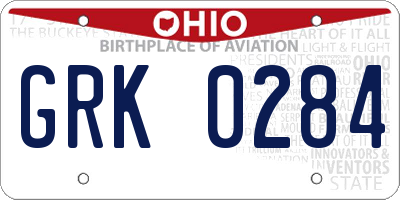 OH license plate GRK0284