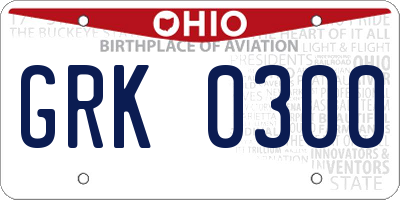 OH license plate GRK0300