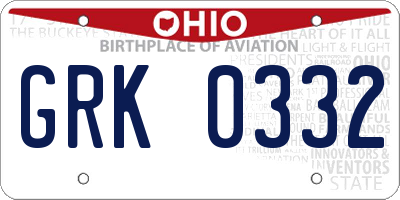 OH license plate GRK0332