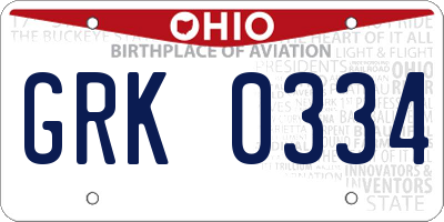 OH license plate GRK0334