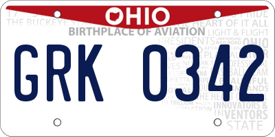 OH license plate GRK0342