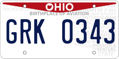 OH license plate GRK0343