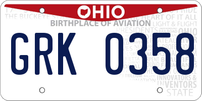 OH license plate GRK0358