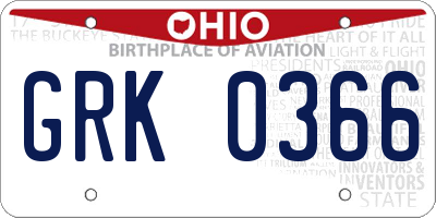 OH license plate GRK0366