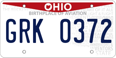 OH license plate GRK0372