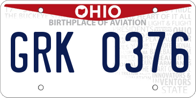 OH license plate GRK0376