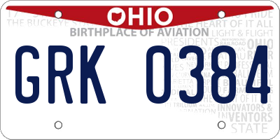 OH license plate GRK0384