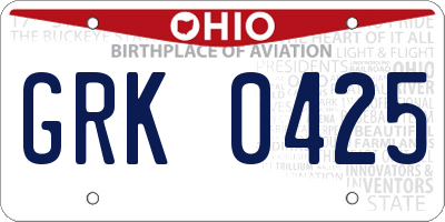 OH license plate GRK0425