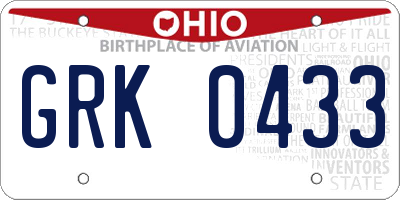 OH license plate GRK0433